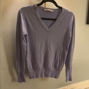 Zara Purple V-Neck Sweater Classic Knit